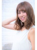 暖色系カラーくすみピンク艶カラーピンクラベンダーオン眉ロブ