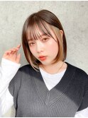 小顔ミルクティーベージュボブ10代20代30代新宿インナーカラー