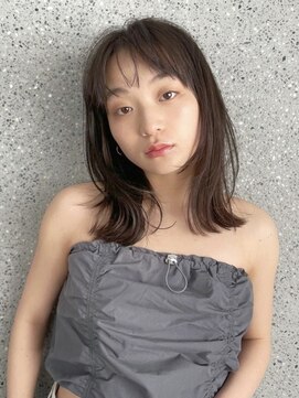 ノラ ヘアーサロン(NORA HAIR SALON) 【akane】韓国ミディアムレイヤー前髪カット顔周りおくれ毛