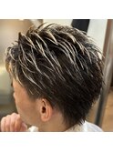 金メッシュスパイキーバックショートウルフツーブロック