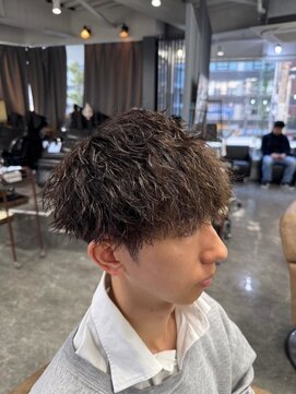 レブヘアー 西院(LEVHAIR) ショートフェードニュアンスパーマツーブロックメンズパーマ