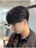 men'sニュアンスパーマブルーブラックメンズブリーチなし横浜