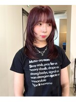 ニコフクオカヘアーメイク(NIKO Fukuoka Hair Make)&nbsp;【NIKO】レイヤーカット.ワインレッド