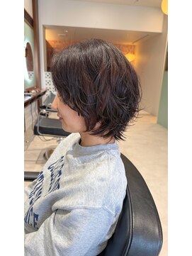 クルニエ(crenier) ボブウルフ/くせ毛風パーマ/カシスブラウン