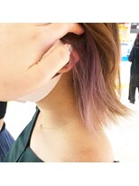 ビューティーサロンラエラ(Beauty salon laera)&nbsp;外ハネ切りっぱなしボブ/イヤリングカラー／透け感春カラー