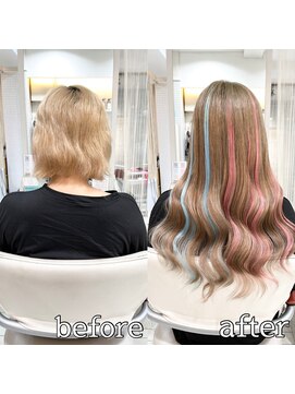 ヴォーグ(VOGUE) シールエクステ80枚でカラーハイライトアシンメトリー☆