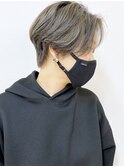 【松戸 ムラマツ】前髪なしショートボブアッシュグレー