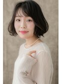 黒髪アッシュブラックくびれヘアＡラインボブY越谷20代30代40代