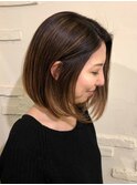 バレイヤージュハイライトボブ