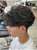 万代フェザーパーマセンターパートツーブロックニュアンスパーマ