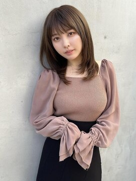 リジェール 鶴舞店 レイヤーミディ/ハッシュカット/シルキーベージュ/鶴舞