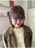 バングパーマ/ピンクベージュ/柔らかスタイル