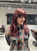 【石川絢佳】ワインレッド/ブリーチなしダブルカラー/吉祥寺