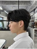 メンズセンターパート曲がる縮毛矯正アップバング