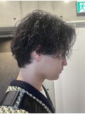 無造作　波巻きスパイラル　パーマ　メンズ　ウルフ