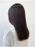 髪質改善ストレート夏カラー暗髪ロングブリーチなしカラー艶感◎