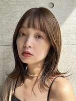 ラボヌールヘアーノーブル 新越谷店(La Bonheur hair noble)&nbsp;セミディシアーカラー韓国風ボブ美髪ピンクブラウン