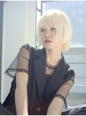 ぱっつん前髪/マッシュウルフ/ハイトーンカラー/自由が丘