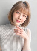 愛され外ハネボブこなれヘア艶感ナチュラルカール薄めバング