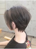 ひし型ショート黒髪暗髪透け感カラー大人可愛い20代30代おくれ毛