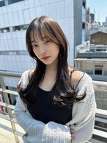 シェノン 夙川(CHAINON)&nbsp;前髪パーマ/レイヤーロング/黒髪グレーベージュ/20代30代40代