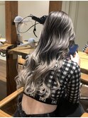  バレイヤージュグレージュハイライトダブルカラーケアブリーチ