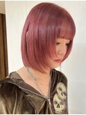 20代30代◎夏色ハイトーンレッド×顔周りレイヤーショートボブ
