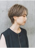 ショート　ショートボブ　ハンサムショート　前髪　暗めカラー