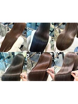 カラーダメージを最小限に抑えたカラーで、ツヤ感・色持ち◎透明感のある髪色を実現します。