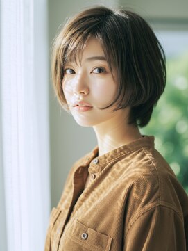 忙しい30代に人気！越谷の時短ショートボブ×ヘーゼルグレージュ