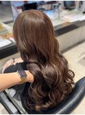 ショコラベージュ/フェミニンロングウェーブ/韓国/ツヤ髪カラー