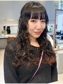 ロングウェーブパーマ　レイヤーパーマ