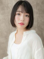 カバーヘア ブリス 北浦和(COVER HAIR bliss)&nbsp;シースルーバング黒髪ダークアッシュ切りっぱなしボブ30代40代W
