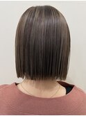 グレージュカラーボブウルフ黒髪ココアベージュ