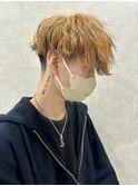 #オレンジ×エンドカラーブラック/20代/30代/メンズ/マッシュ