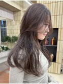 ブリーチなし 明るめブラウン ベージュ 顔まわりカット/momoka