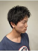 メンズアップバングスパイキーショートツイストパーマ