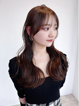 前髪カット美髪おくれ毛韓国ヘアロング_ba550411