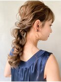 シニヨン秋ドレスヘア結婚式表参道ハーフアップ#04af0929