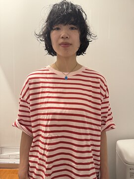 nimes栄 パーマ/レイヤーカット/ボブ 【ニーム】【12月2日NEW OPEN（予定）】 yosuke重ため前髪と顔まわりレイヤーカットとボブパーマ