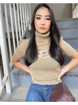 ロンド マーレ 天神大名店(Lond mare) 縮毛矯正　ヘアカラー　暗髪カラー　オリーブベージュ　前髪