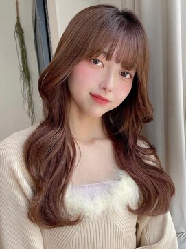 フォルテ 掛川店 ワンホンヘア/ぱっつん前髪/ピンクベージュ