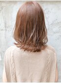 外ハネボブデザインカラーローライト厚めバングスリークボブ
