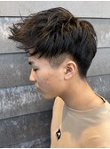 メンズマッシュショートニュアンスパーマツーブロックパーマ眉毛
