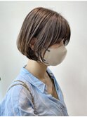楽ちんまとまる内巻きボブ切りっぱなしハイライト顔まわりカット
