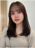 顔周りレイヤーカットグレージュカラーくびれボブベージュカラー