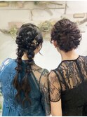 お友達と結婚式にお呼ばれヘアセット