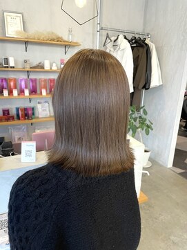 シェル 津山の手店(shel) 20代30代40代ブリーチなしオリーブベージュボブ