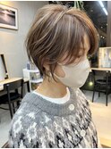 ショート/顔まわり/丸み/白髪ぼかし/縮毛矯正/立川