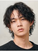メンズシースルーマッシュニュアンスパーマシャドウパーマテテ風